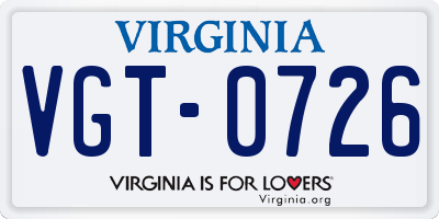 VA license plate VGT0726