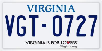 VA license plate VGT0727
