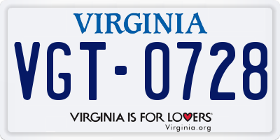 VA license plate VGT0728