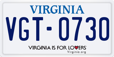 VA license plate VGT0730