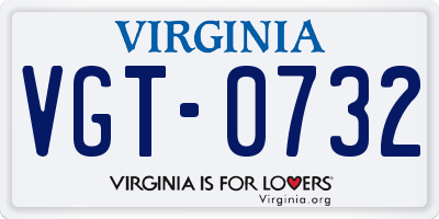 VA license plate VGT0732