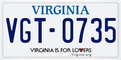 VA license plate VGT0735