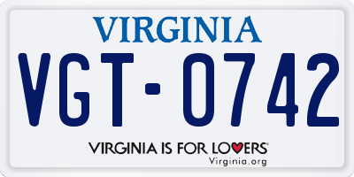 VA license plate VGT0742