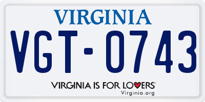VA license plate VGT0743