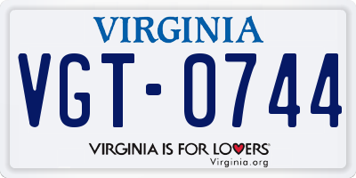 VA license plate VGT0744