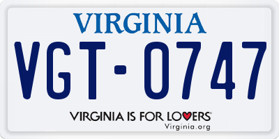 VA license plate VGT0747