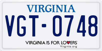 VA license plate VGT0748