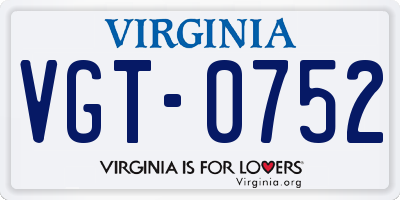 VA license plate VGT0752