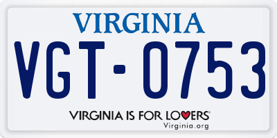 VA license plate VGT0753
