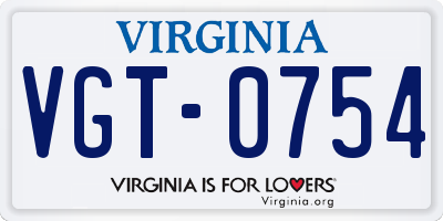 VA license plate VGT0754
