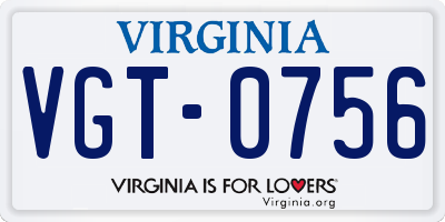 VA license plate VGT0756