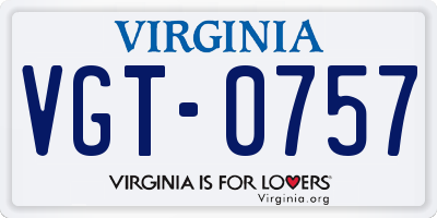VA license plate VGT0757