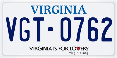 VA license plate VGT0762