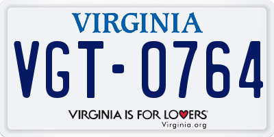 VA license plate VGT0764