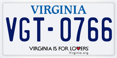 VA license plate VGT0766