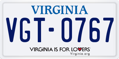 VA license plate VGT0767