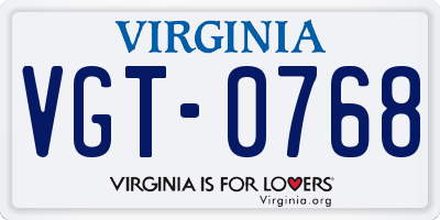 VA license plate VGT0768