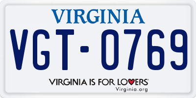 VA license plate VGT0769