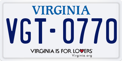 VA license plate VGT0770