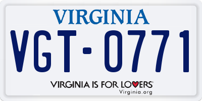 VA license plate VGT0771