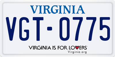 VA license plate VGT0775