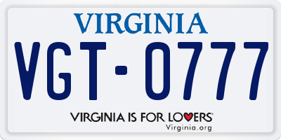 VA license plate VGT0777