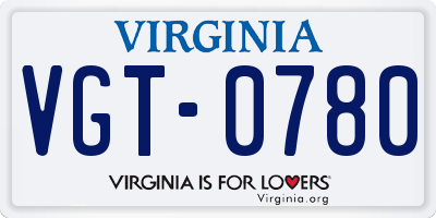 VA license plate VGT0780