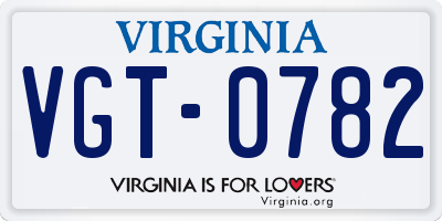 VA license plate VGT0782