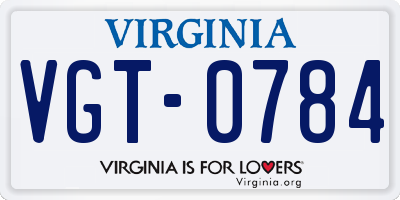 VA license plate VGT0784