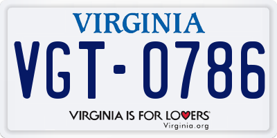 VA license plate VGT0786