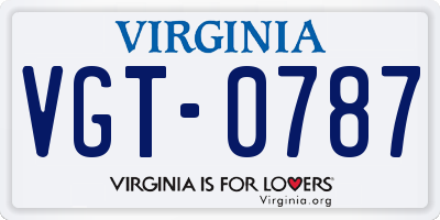 VA license plate VGT0787