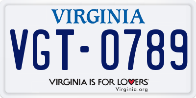 VA license plate VGT0789