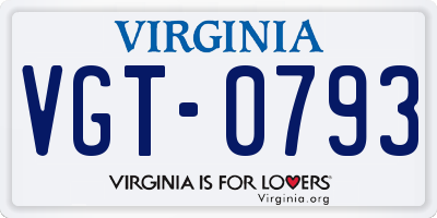 VA license plate VGT0793
