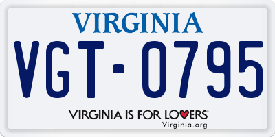 VA license plate VGT0795
