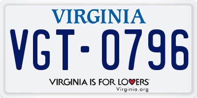 VA license plate VGT0796