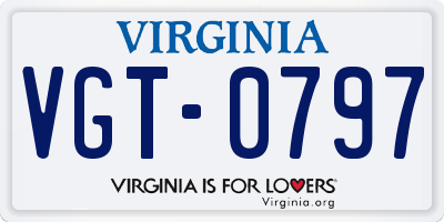 VA license plate VGT0797