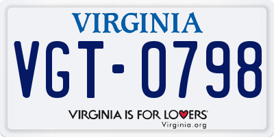 VA license plate VGT0798