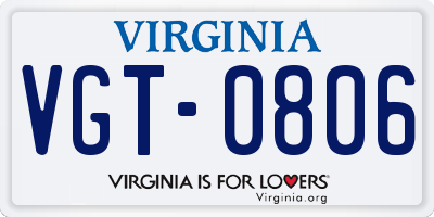 VA license plate VGT0806
