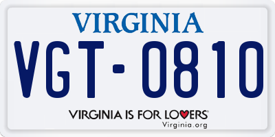 VA license plate VGT0810