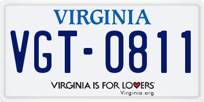 VA license plate VGT0811
