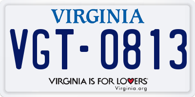 VA license plate VGT0813