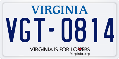 VA license plate VGT0814