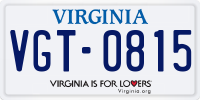 VA license plate VGT0815