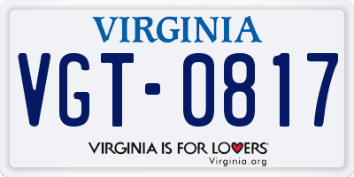 VA license plate VGT0817