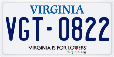 VA license plate VGT0822