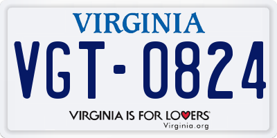 VA license plate VGT0824