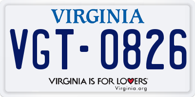 VA license plate VGT0826