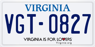 VA license plate VGT0827
