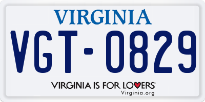 VA license plate VGT0829