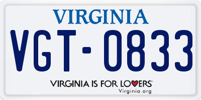VA license plate VGT0833
